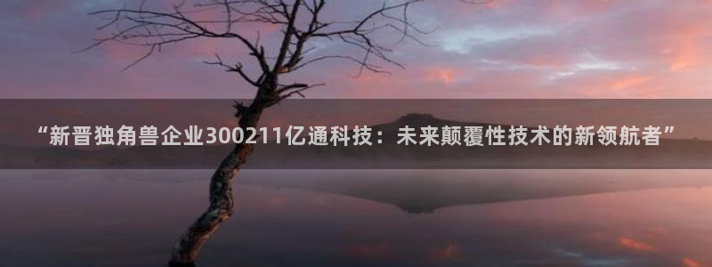 “新晋独角兽企业300211亿通科技：未来颠覆性技术的新领航者”